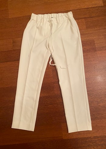 Beyaz kumaş Kadın Pantolon - Görsel 2
