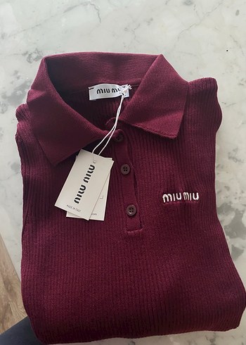 l Beden Bordo Polo Yaka Fitilli Triko Kazak