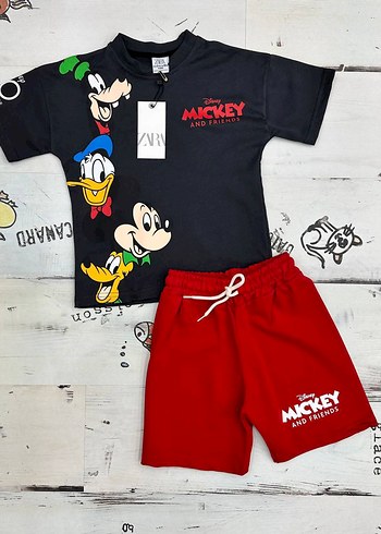 24-36 Ay Beden kırmızı Renk Kırmızı Mickey Alt Üst Takım