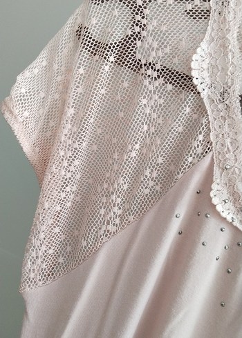 Dantel Detaylı Pembe V Yaka Kadın Bluz - Görsel 2