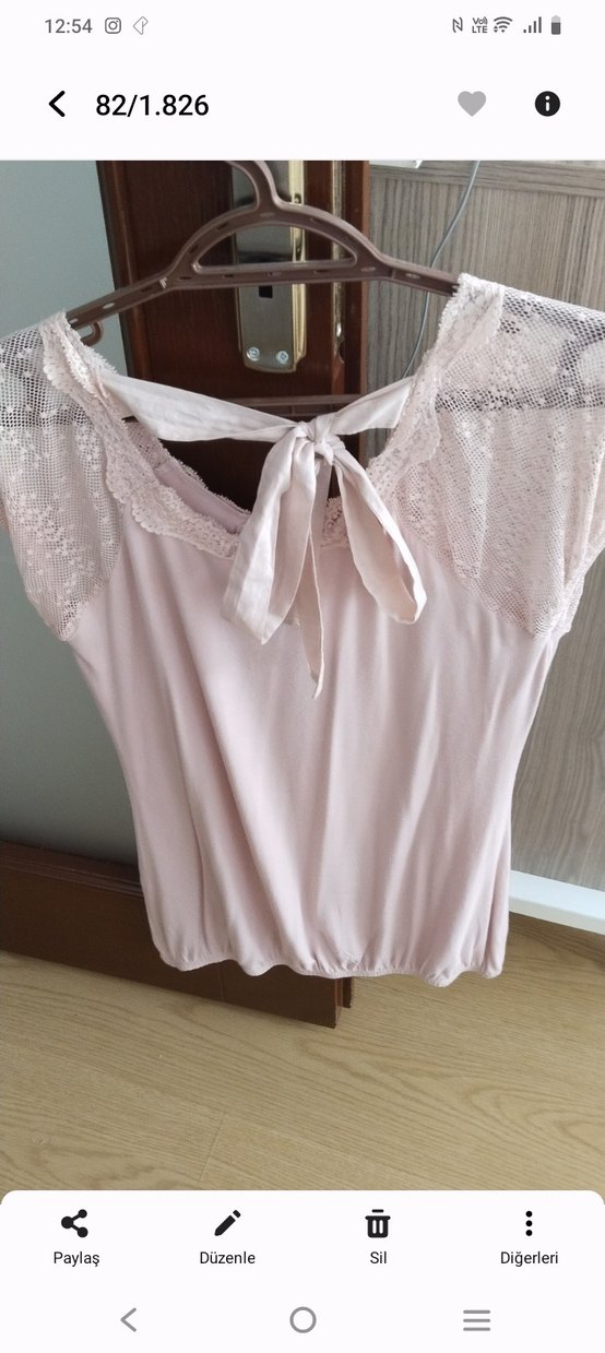 Dantel Detaylı Pembe V Yaka Kadın Bluz - Görsel 4