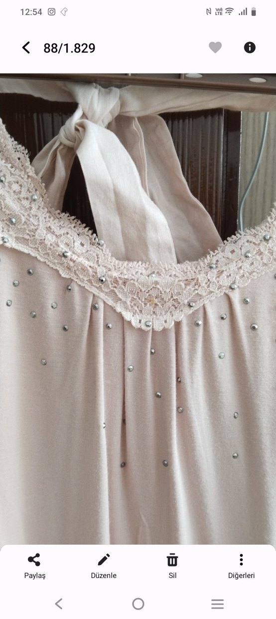 Dantel Detaylı Pembe V Yaka Kadın Bluz - Görsel 3