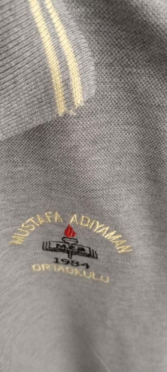 Gri Uzun Kollu Polo Yaka Erkek Sweatshirt - Görsel 4