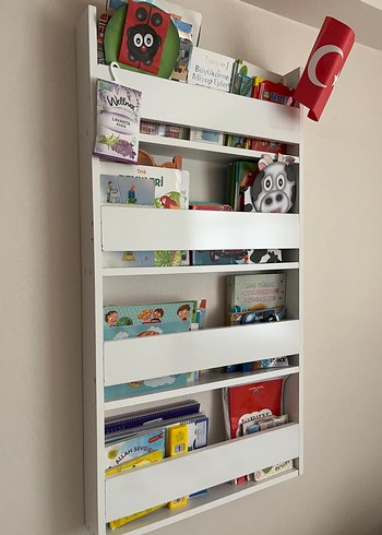 Beyaz Çocuk Kitap Rafı MONTESSORİ KİTAPLIK - Görsel 5