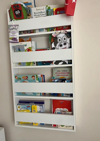 Beyaz Çocuk Kitap Rafı MONTESSORİ KİTAPLIK - Görsel 6