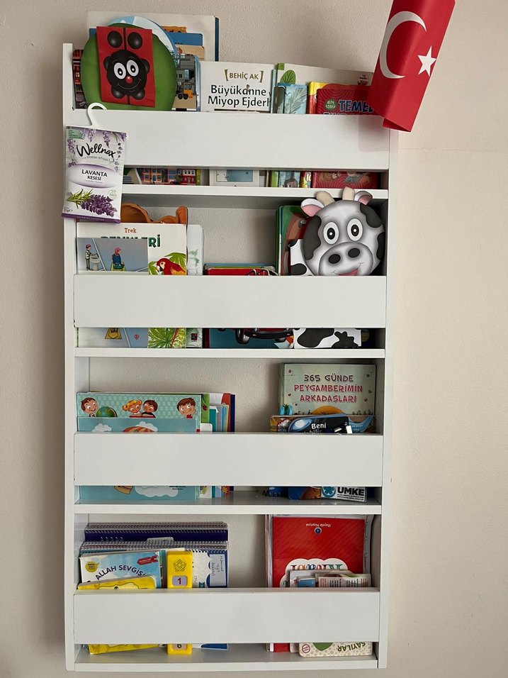Beyaz Çocuk Kitap Rafı MONTESSORİ KİTAPLIK - Görsel 4