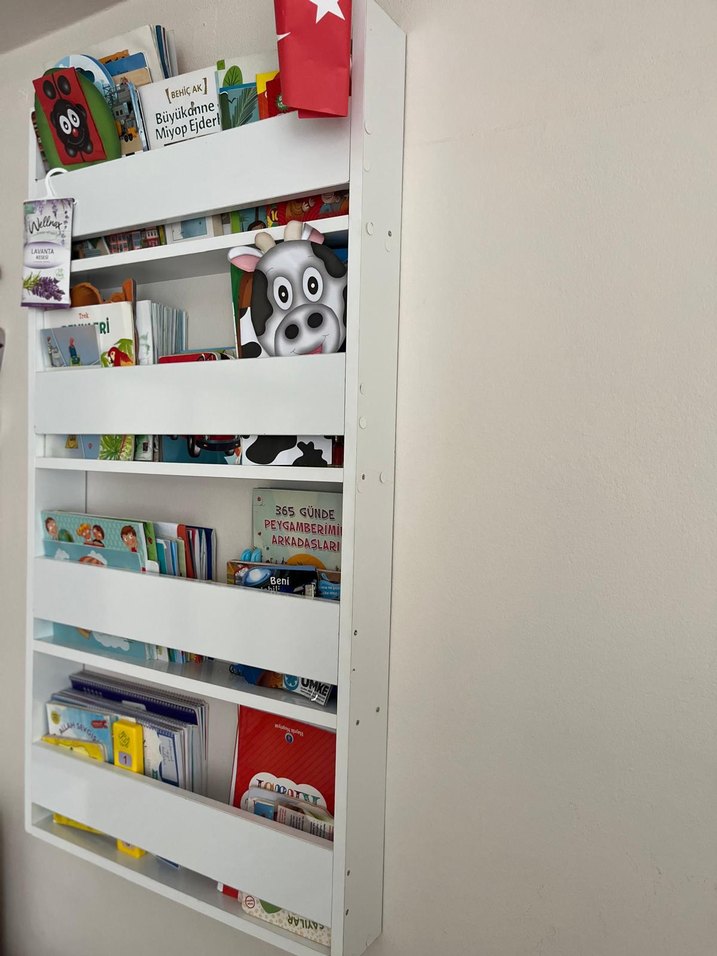 Beyaz Çocuk Kitap Rafı MONTESSORİ KİTAPLIK - Görsel 2