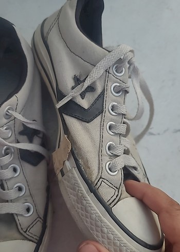37 Beden beyaz Renk Converse Beyaz Gri Bağcıklı Spor Ayakkabı