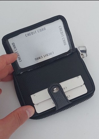 Diğer Siyah Deri Fermuarlı Cüzdan