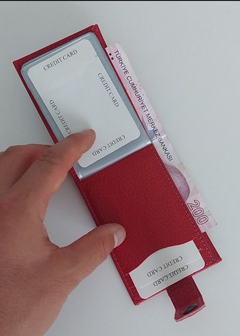 17 Kart Bölmeli Kırmızı Erkek Cüzdanı - Görsel 3