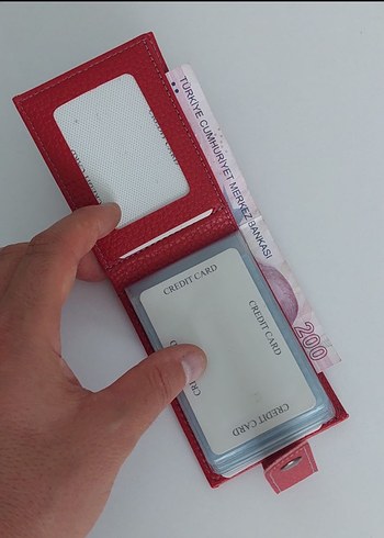 17 Kart Bölmeli Kırmızı Erkek Cüzdanı - Görsel 2