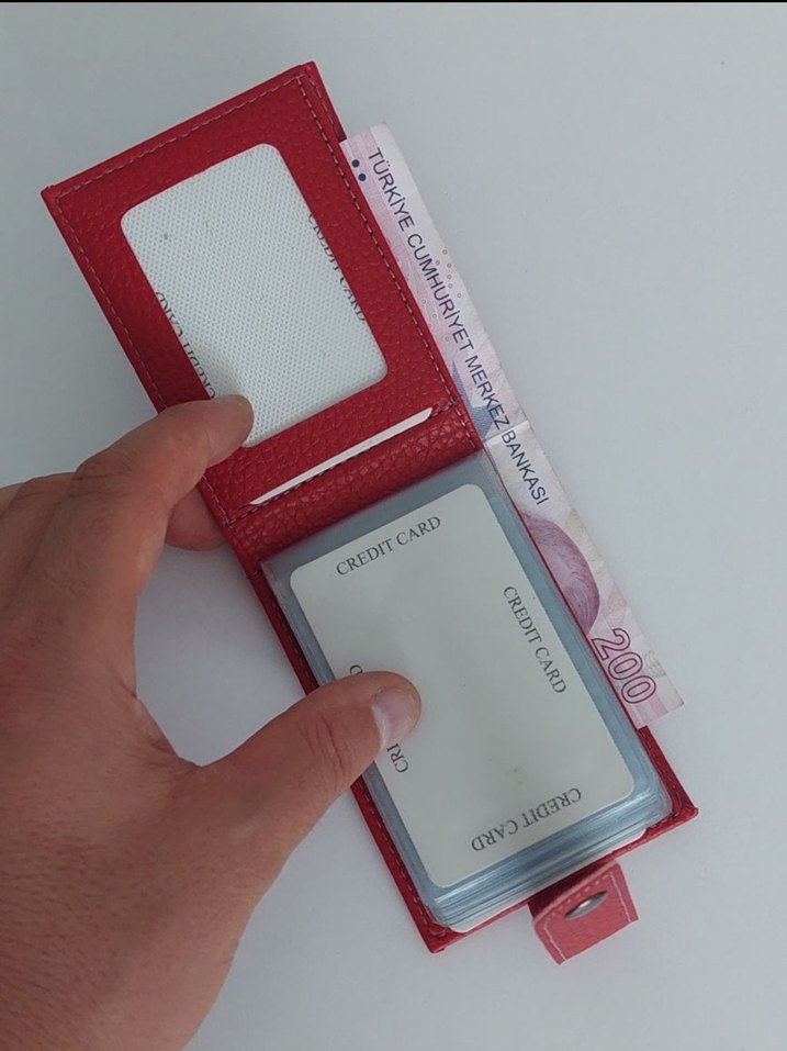 17 Kart Bölmeli Kırmızı Erkek Cüzdanı - Görsel 2