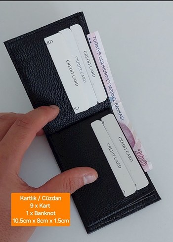 Siyah suni Deri Erkek Cüzdan Kartlıklı - Görsel 3