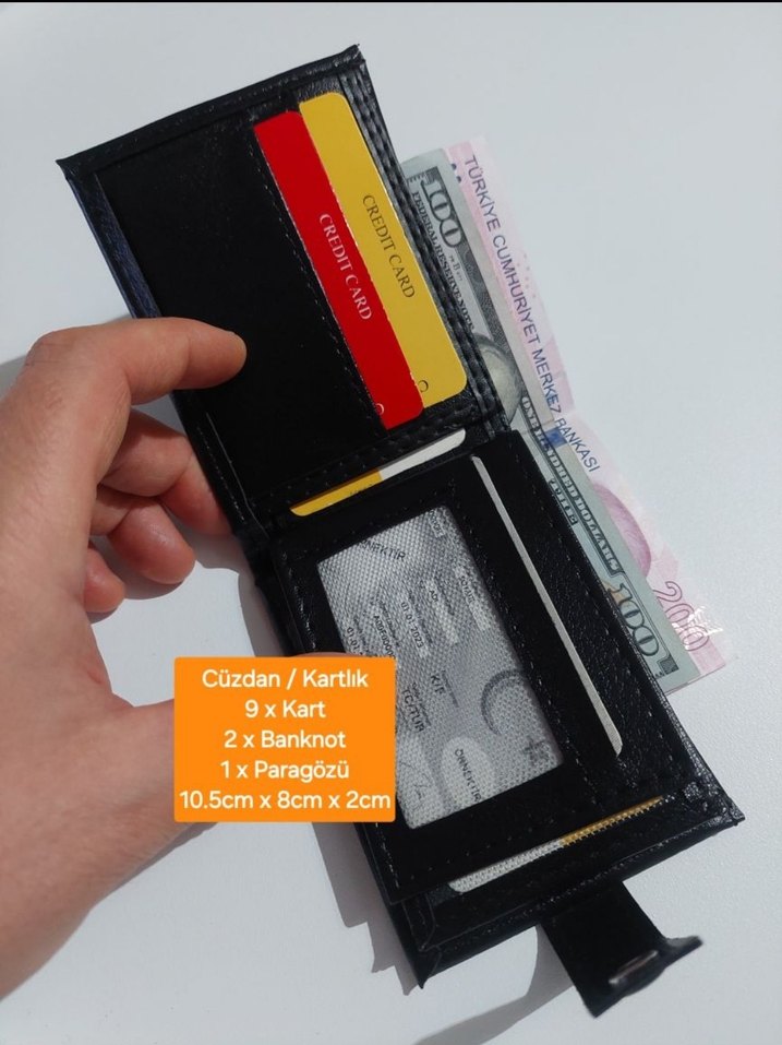 Siyah Erkek suni Deri Cüzdan Kartlıklı - Görsel 3
