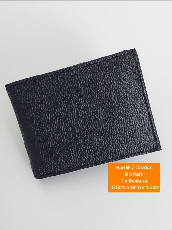 Siyah suni Deri Erkek Cüzdan Kartlık - Görsel 4