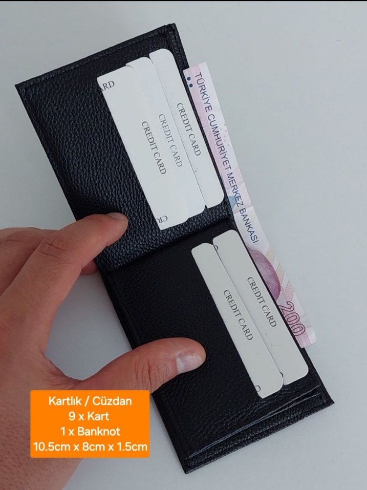 Siyah suni Deri Erkek Cüzdan Kartlık - Görsel 3