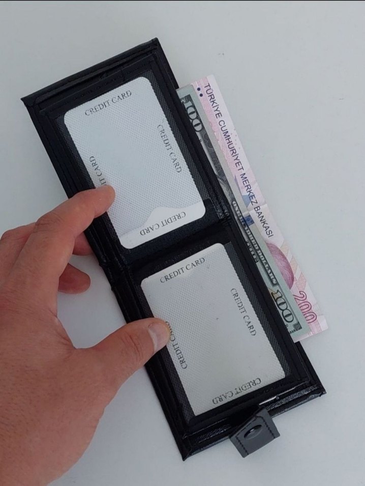 Siyah Erkek suni Deri Cüzdan, 11 Kart Kapasiteli - Görsel 3