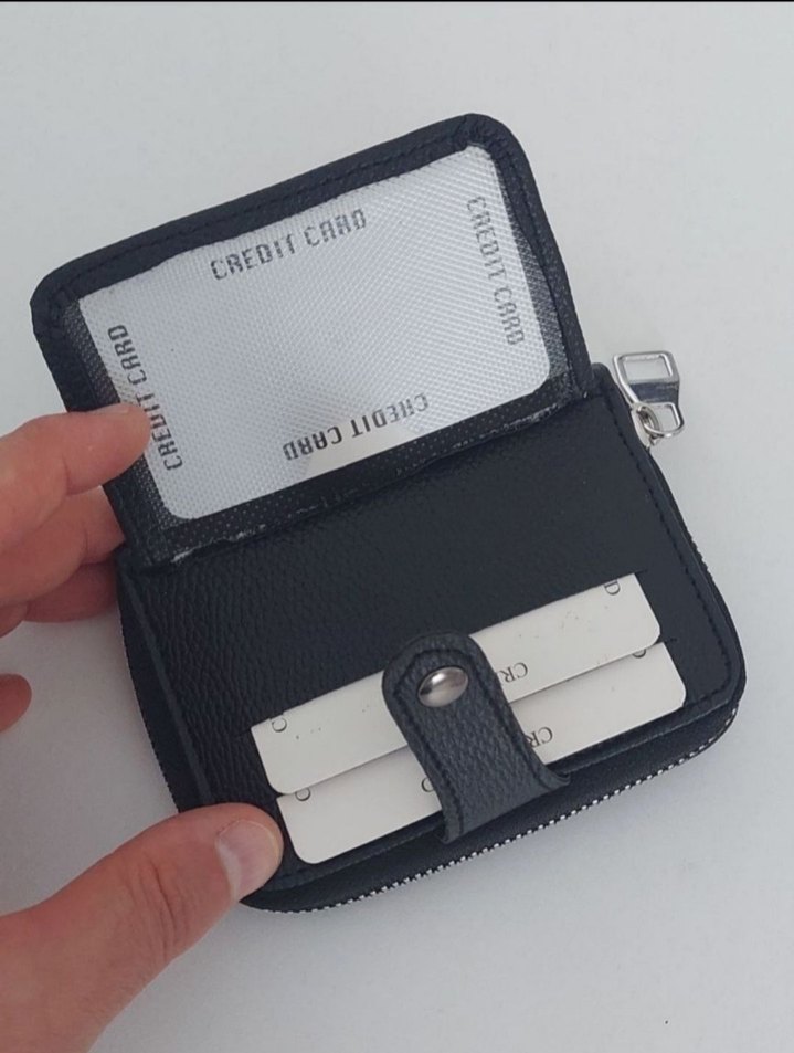 Siyah suni Deri Fermuarlı Erkek Cüzdan - Görsel 2