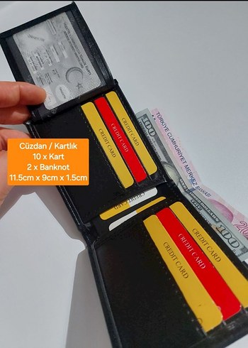 Siyah Erkek Suni Deri Cüzdan 10 Kartlık - Görsel 2