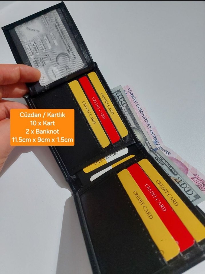 Siyah Erkek Suni Deri Cüzdan 10 Kartlık - Görsel 2