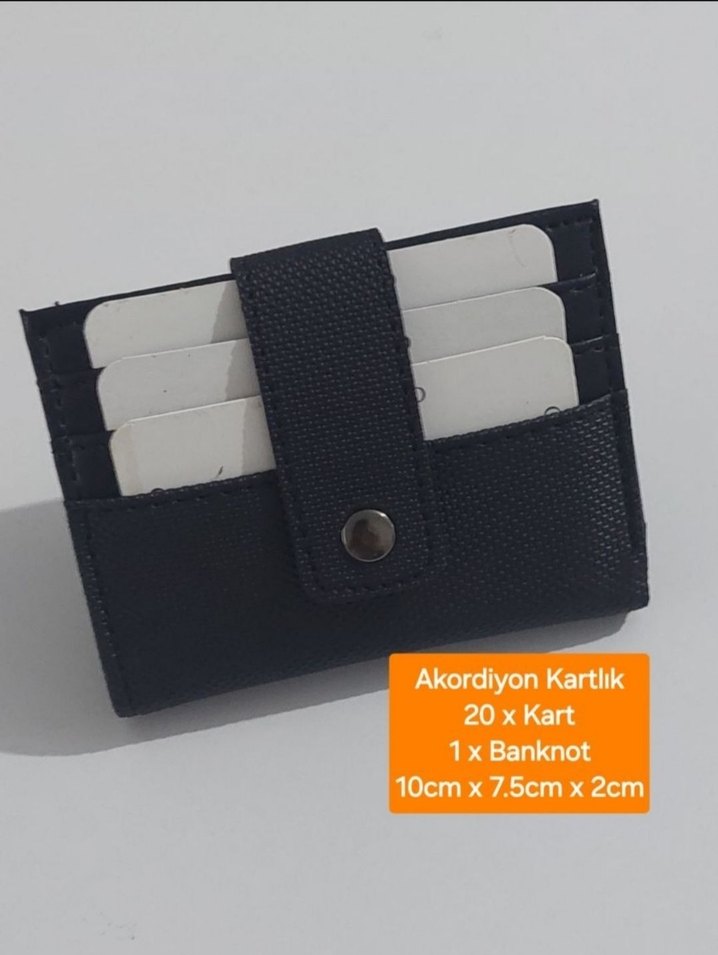 Akordiyon Kartlık 20 Kart Siyah Erkek Cüzdan - Görsel 2