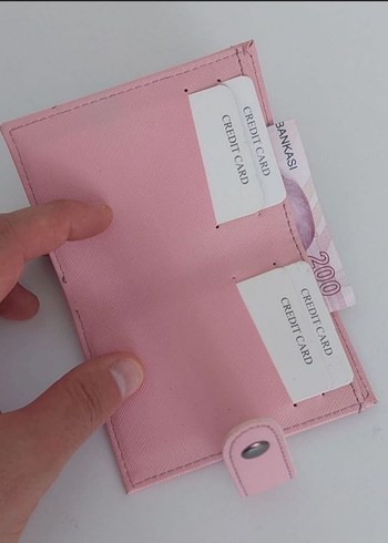 Pembe suni Deri Kadın Cüzdanı, Velcro Kapamalı - Görsel 3