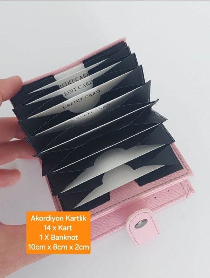 Pembe suni Deri Kadın Cüzdanı, Velcro Kapamalı - Görsel 2