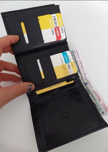 Siyah Erkek Deri Cüzdan - Kartlık ve Fermuarlı Bölmeli - Görsel 4