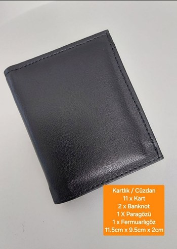 Siyah Erkek Deri Cüzdan - Kartlık ve Fermuarlı Bölmeli - Görsel 2