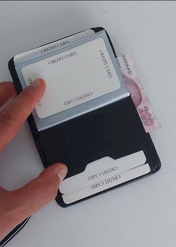 Siyah Suni Deri Erkek Kartlık - Görsel 3