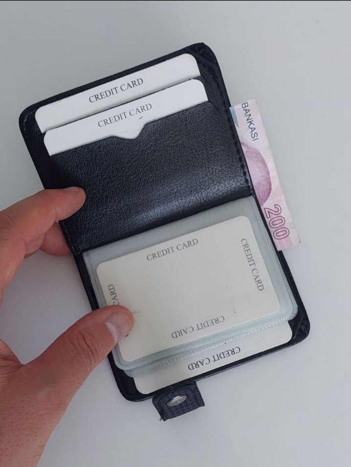 Siyah Erkek Kartlık Cüzdan, 17 Kart Kapasiteli - Görsel 2