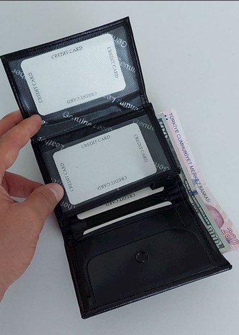 Siyah Erkek İş Cüzdanı - 12 Kart, Fermuarlı Gözlü - Görsel 3