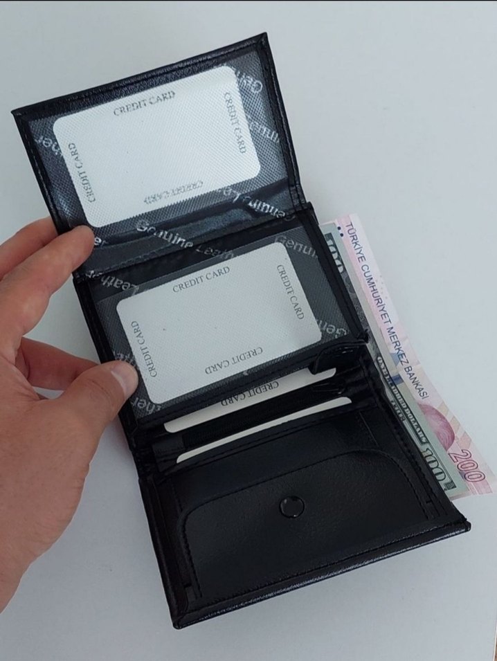 Siyah Erkek İş Cüzdanı - 12 Kart, Fermuarlı Gözlü - Görsel 3