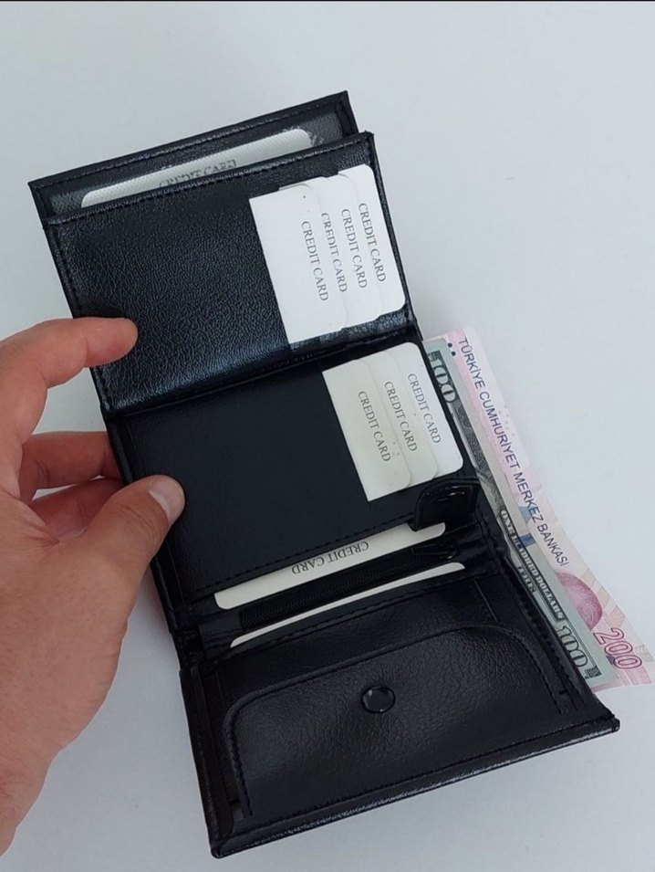Siyah Erkek İş Cüzdanı - 12 Kart, Fermuarlı Gözlü - Görsel 4