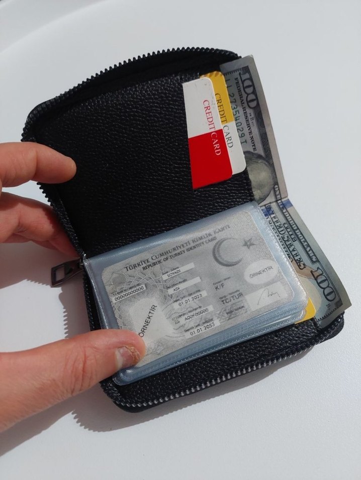 Fermuarlı Siyah Erkek Cüzdanı - 15 Kart Kapasiteli - Görsel 2