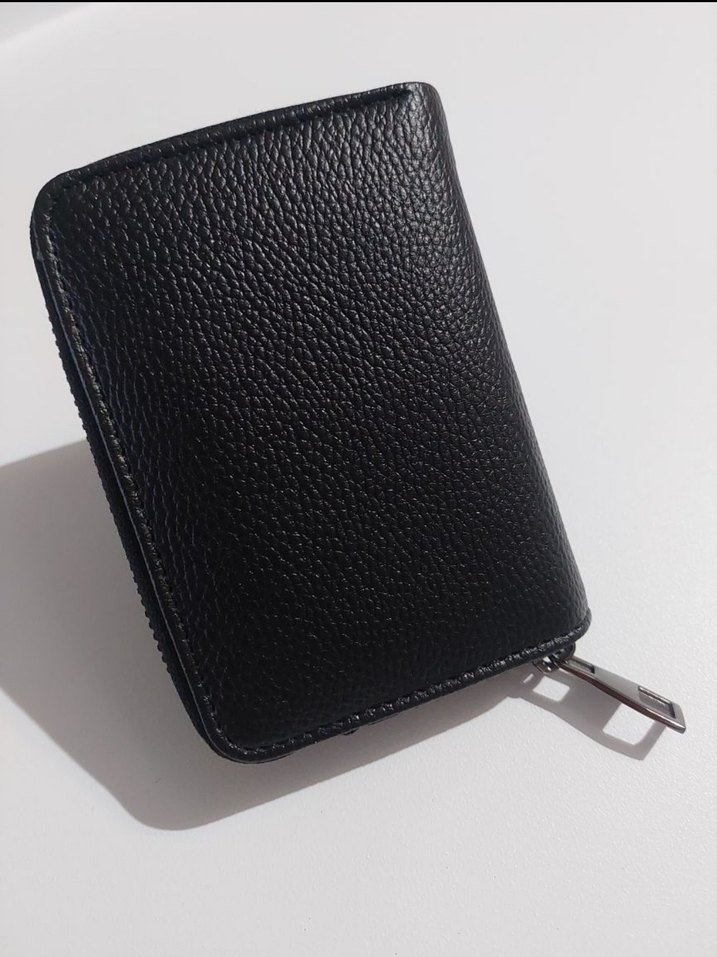 Siyah suni Deri Fermuarlı Kadın Cüzdanı - Görsel 4
