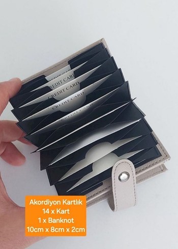 bej suni Deri Düğmeli Kadın Cüzdanı - Görsel 2