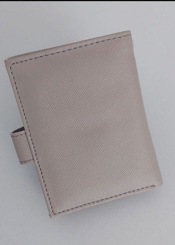 bej suni Deri Düğmeli Kadın Cüzdanı - Görsel 4