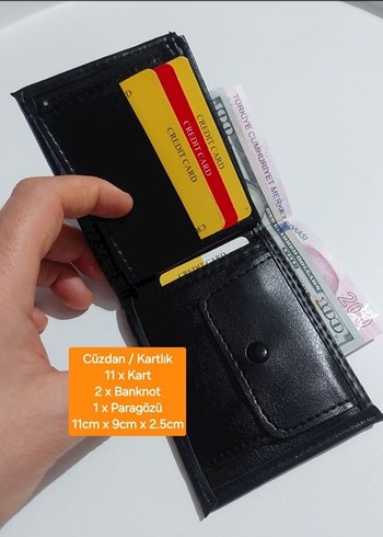 Siyah Erkek Cüzdan Kartlıklı ve Para Gözlü - Görsel 3