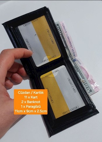 Siyah Erkek Cüzdan Kartlıklı ve Para Gözlü - Görsel 2
