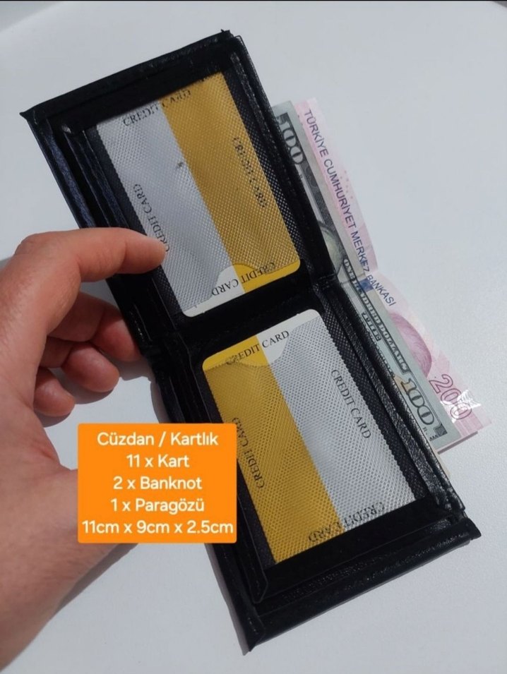 Siyah Erkek Cüzdan Kartlıklı ve Para Gözlü - Görsel 2