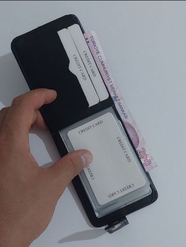 Düğmeli Siyah Erkek Cüzdanı - Görsel 2