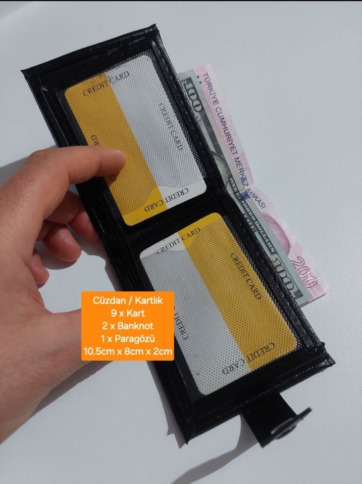 Siyah suni Deri Erkek Cüzdanı - 9 Kart Kapasiteli - Görsel 2