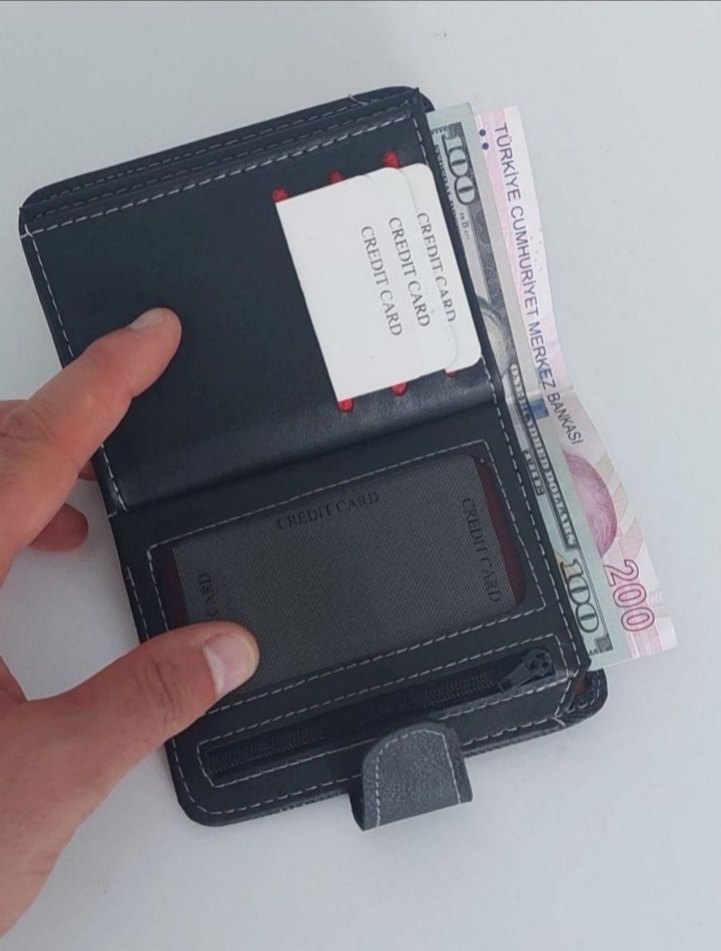 Siyah Erkek Cüzdan 17 Kartlık Fermuarlı - Görsel 5