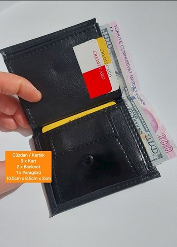 Siyah Erkek suni Deri Cüzdan, 9 Kart Kapasiteli - Görsel 2