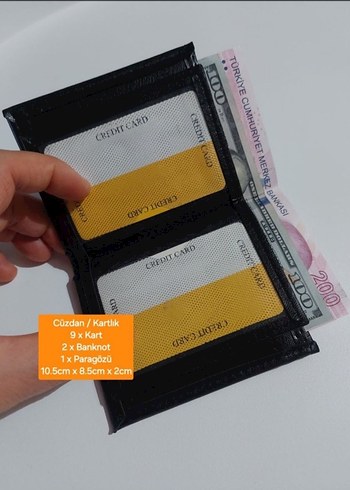 Siyah Erkek suni Deri Cüzdan, 9 Kart Kapasiteli - Görsel 3