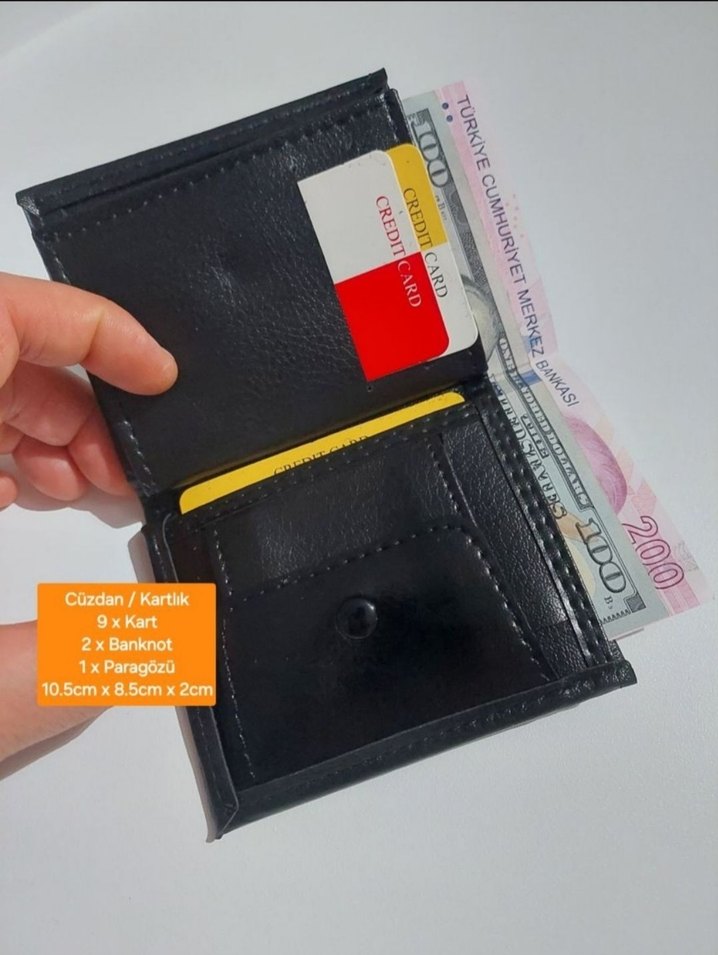 Siyah Erkek suni Deri Cüzdan, 9 Kart Kapasiteli - Görsel 2