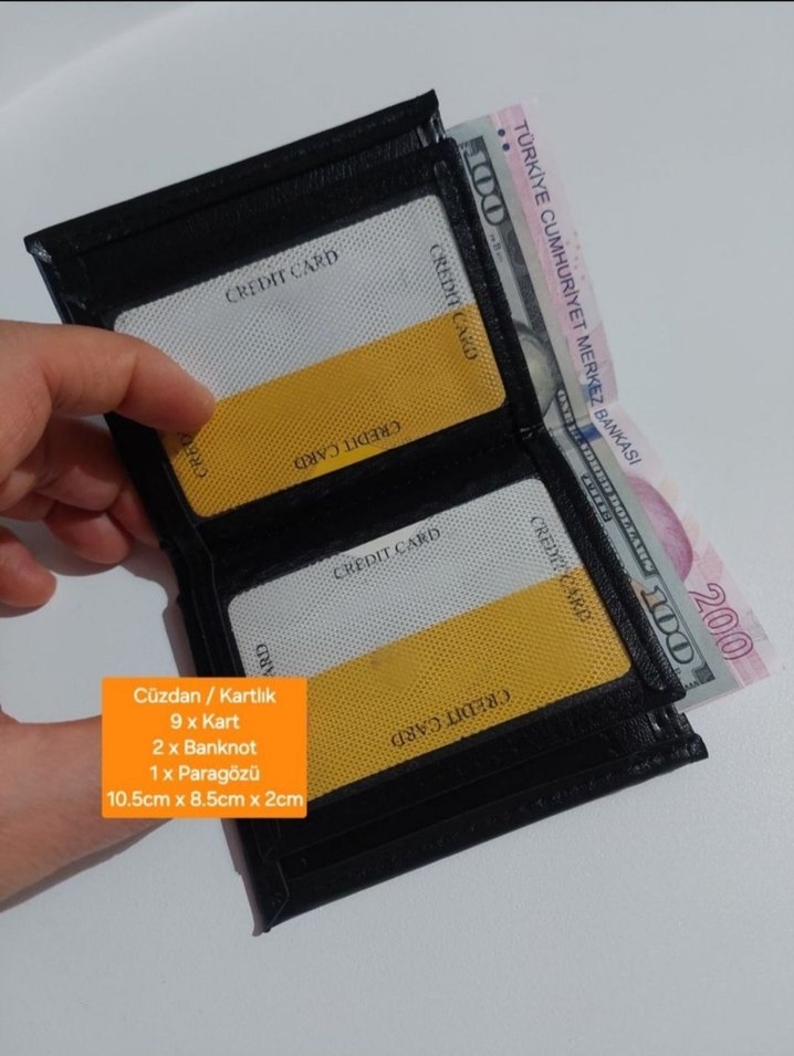 Siyah Erkek suni Deri Cüzdan, 9 Kart Kapasiteli - Görsel 3