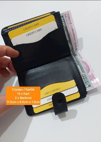 Siyah Erkek suni Deri Cüzdan 13 Kartlık - Görsel 4