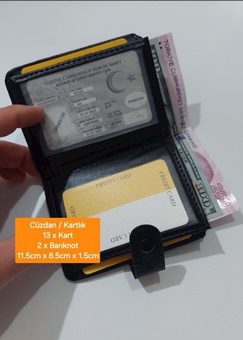 Siyah Erkek suni Deri Cüzdan 13 Kartlık - Görsel 3